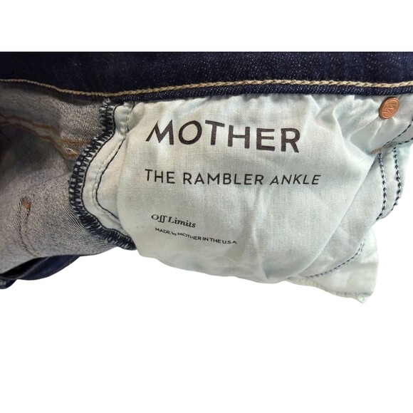 Mother THE RAMBLER ANKLE in Off Limits Dark Wash $258 Button Fly Size 28 - Picture 3 of 13